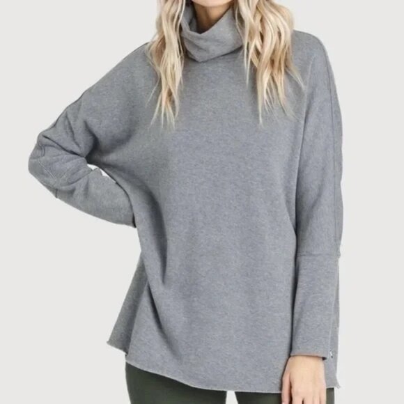 Kit and Ace Slouchy Turtleneck Sweatshirt Top Gray - Picture 1 of 7